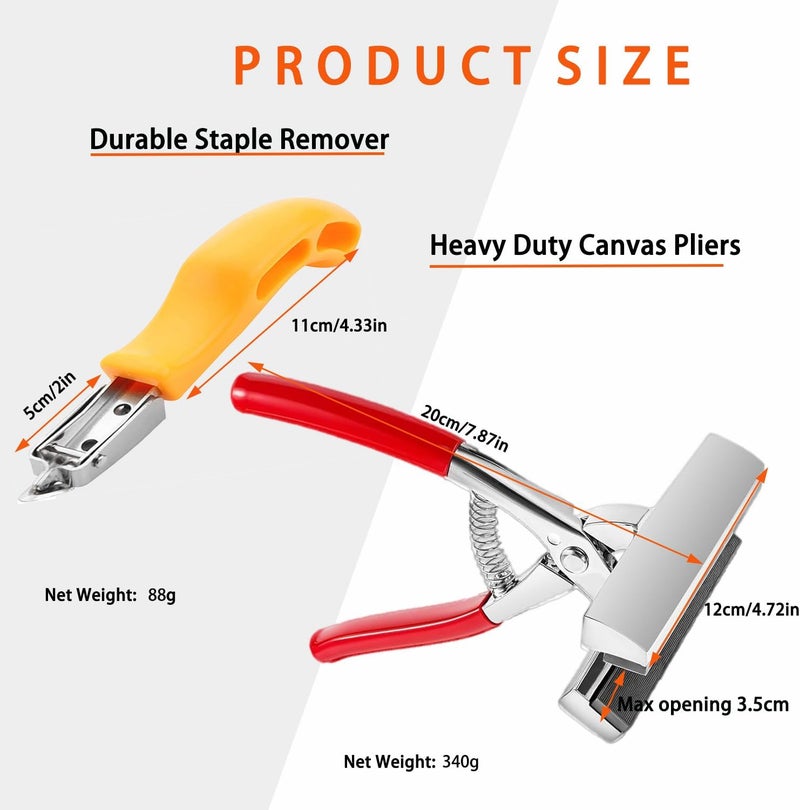 Yeeyeah Heavy Duty Stretching Canvas Pliers with Spring Return Handles, 3 in 1 Staple Gun for Upholstery with 1000 Staples for Art Oil Painting Stretching and Framing - Image 2